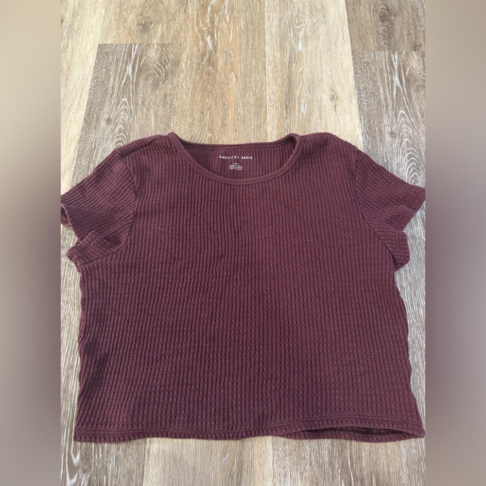 Women's Ribbed Burgundy Top